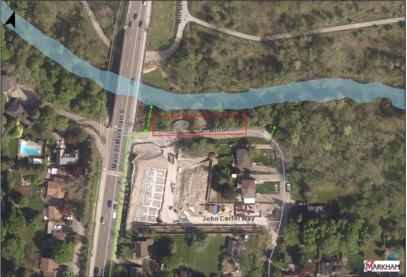 Location map for Mill St. erosion restoration project