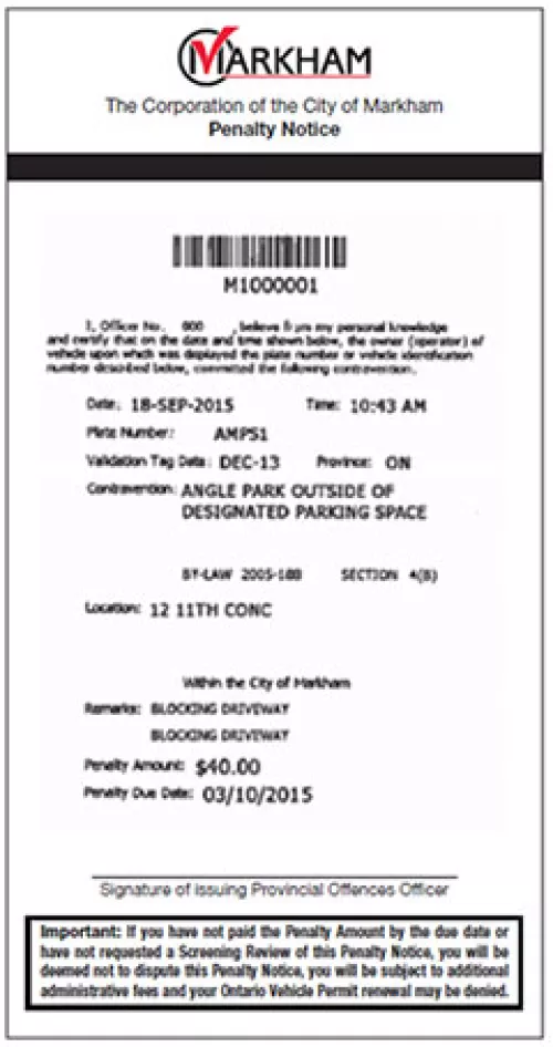 vacation of electronic ticket for Markham