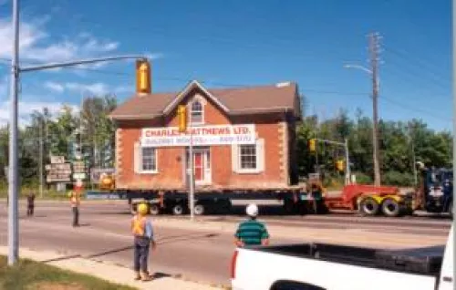 The Galloway House, built c.1858. On the move in 1995