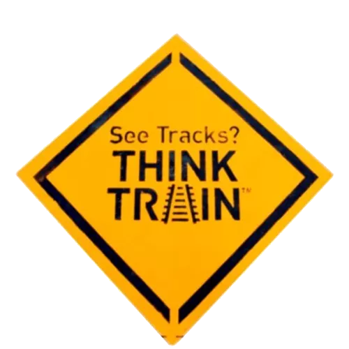 See Track, Think Train Pavement Marking
