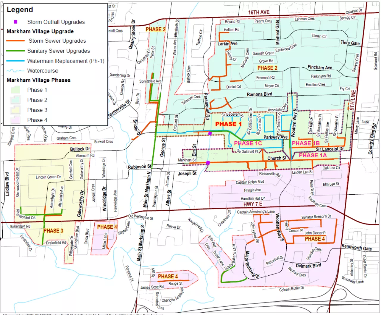 Map of Markham Village Flood Control Proposed Solution