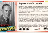 Harold “Hi” Lawrie joined the Royal Canadian Engineers in 1942, later transferring to the Royal Regiment of Canada, serving through Holland and Germany until V.E. Day. After remaining in Europe with the Queen’s Own Rifles, he returned home in 1946. A dedicated civil servant, he served on Markham Council, the Metro Toronto Conservation Authority, and the York Region Police Commission. With his brother Bob, he ran Lawrie Brothers feed mill at Bullock and Highway 7. Learn more at Markham Museum.